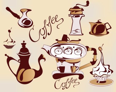 Set of coffee elements clipart