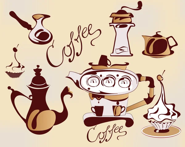 コーヒー要素のセット — ストックベクタ