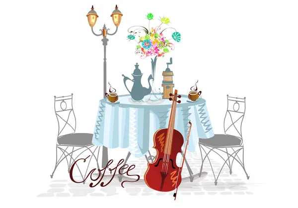 Table posée pour boire du café — Image vectorielle