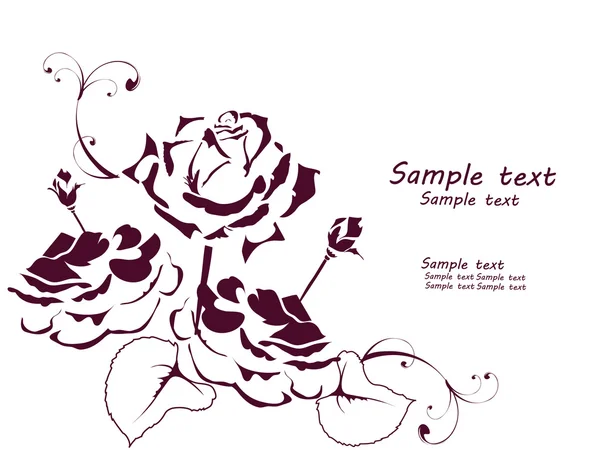 Silhouette vintage de roses — Image vectorielle