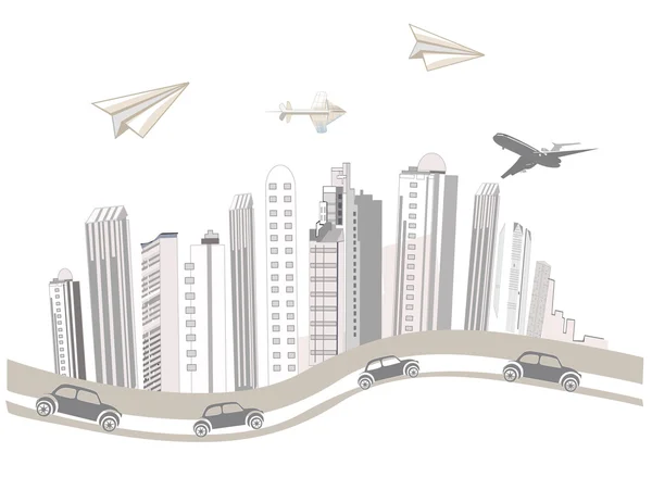 Skyscrappers と近代的な都市の概念 — ストックベクタ