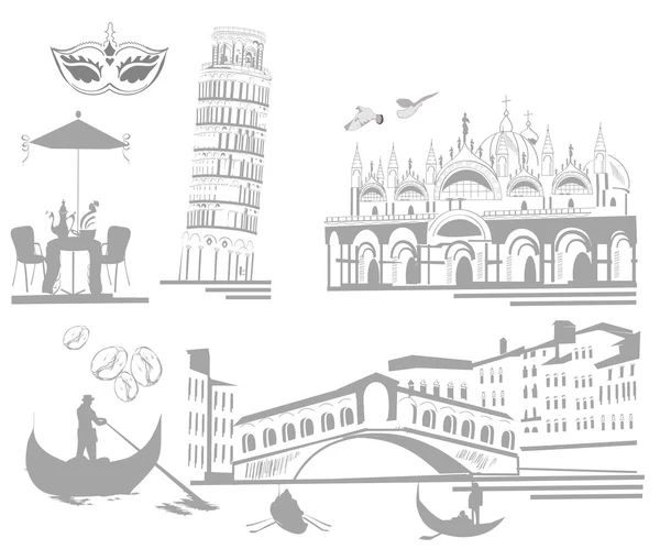 Набор достопримечательностей Италии — стоковый вектор
