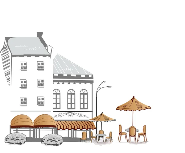 Серия уличных кафе в старом городе — стоковый вектор