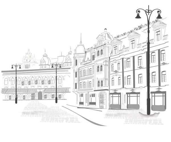 Ескізи вулиць у старому місті Векторна Графіка