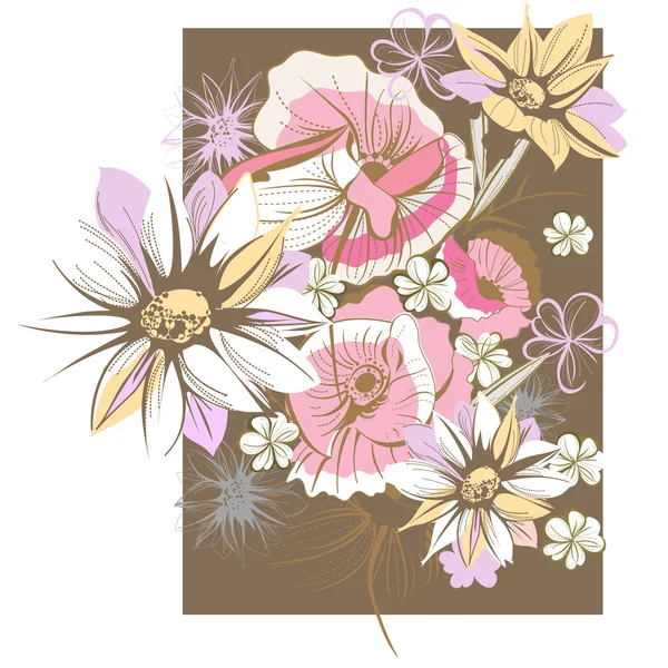 花と繊細な花の背景 — ストックベクタ