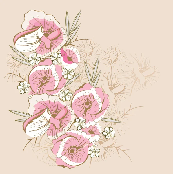 Délicat fond floral avec des fleurs — Image vectorielle