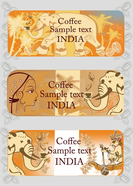 Ensemble de bannières de café de l'Inde — Image vectorielle