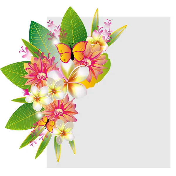 Background with tropical flowers — Stock Vector