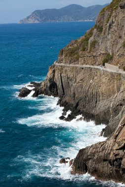 Cinque Terre, Liguria, İtalya 'da Güzel Kıyı Çizgisi