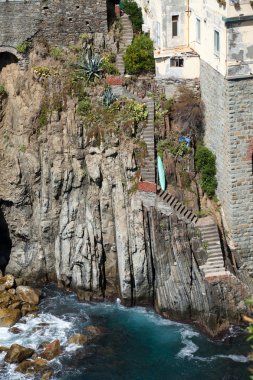 Cinque Terre, Liguria, İtalya 'da Güzel Kıyı Çizgisi