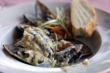 Krema soslu lezzetli midye