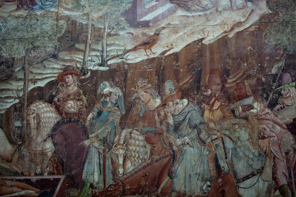 Pisa, Camposanto, O Triunfo da Morte, detalhe, fresco, Buonamico Buffalma — Fotografia de Stock