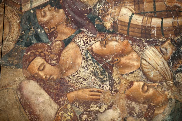 比萨，坎波桑托、 死亡、 详细信息、 壁画、 母校的胜利 — 图库照片
