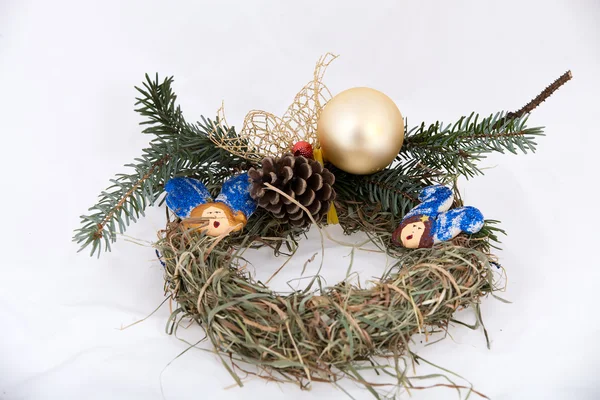 生态友好型圣诞装饰品，手制的干草 — 图库照片