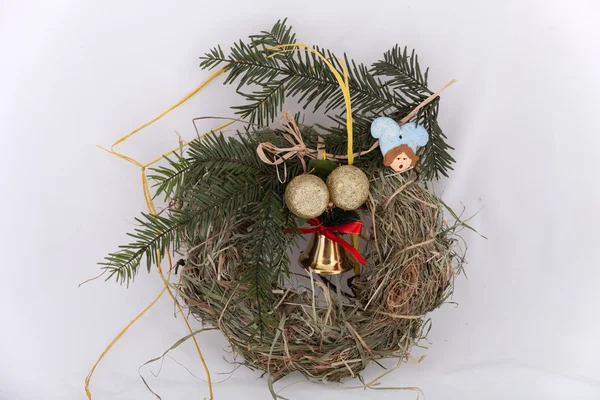 Экологичные рождественские украшения, ручная работа из сена — стоковое фото