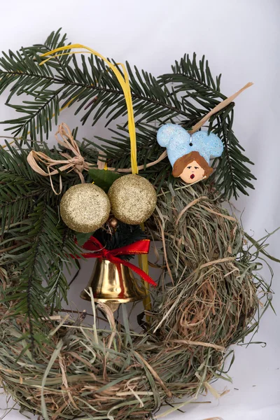 Eco-friendly Christmas decorations, hand-made of hay — Stock Photo, Image