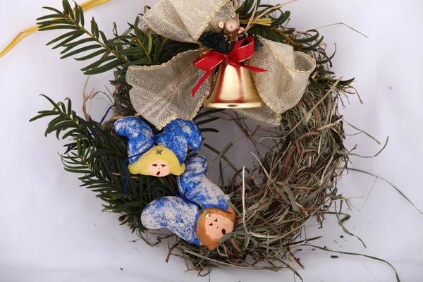 Eco-friendly Christmas decorations, hand-made of hay — Stock Photo, Image