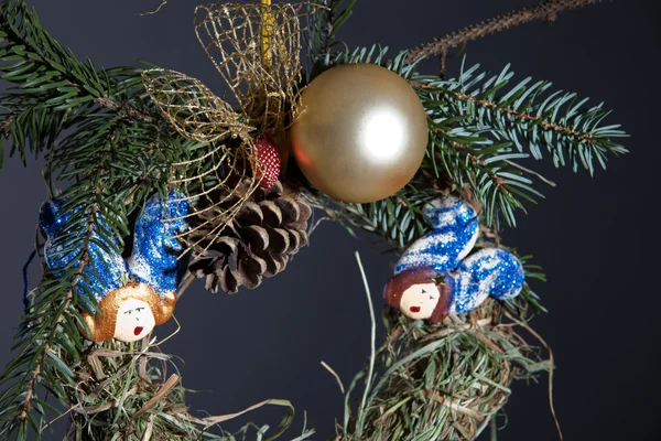 Decorações de Natal ecológicas, feitas à mão de feno — Fotografia de Stock