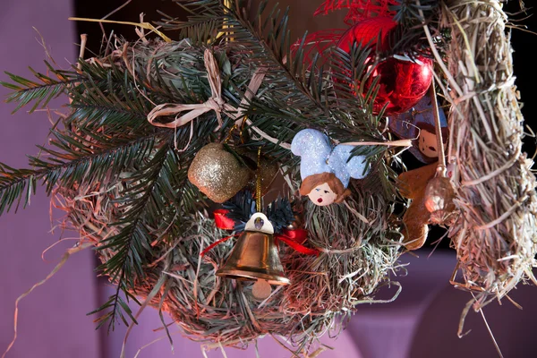 Çevre dostu Noel süsleri, saman el yapımı — Stok fotoğraf