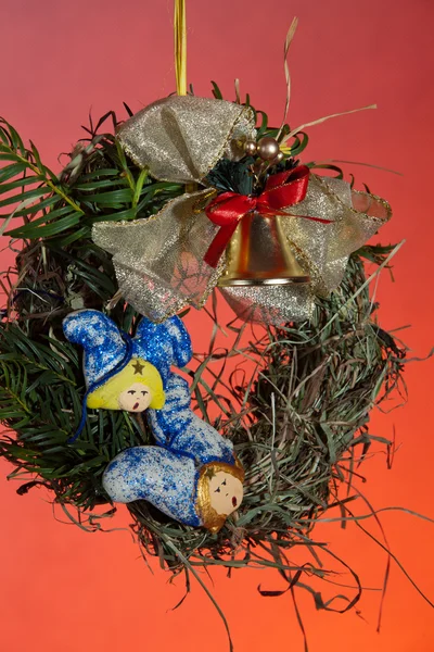 Miljövänliga juldekorationer, handgjorda av hö — Stockfoto