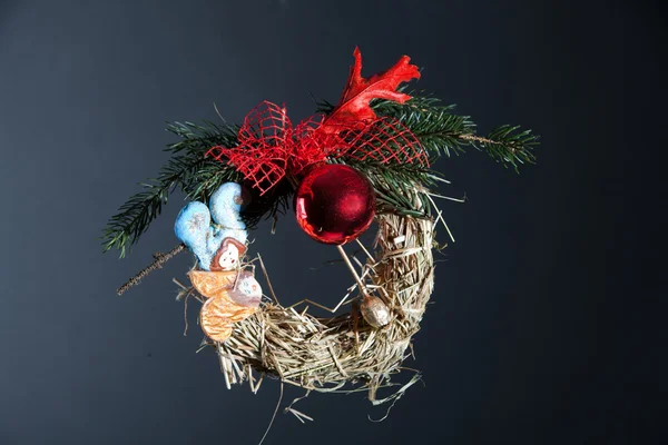 Décorations de Noël écologiques, faites à la main de foin — Photo