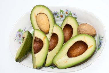 Fresh Avocado Halves On Plate clipart