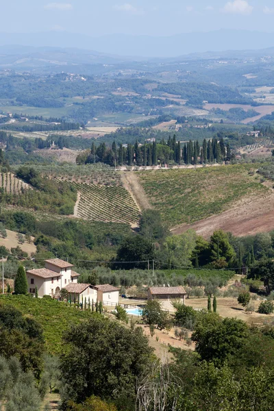 Wzgórzach wokół san gimignano — Zdjęcie stockowe