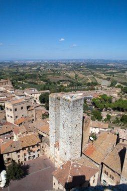 Tuscan Köyü san gimignano görünümünden kule