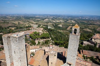 Tuscan Köyü san gimignano görünümünden kule