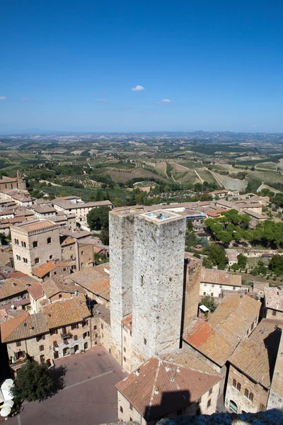 Tuscan Köyü san gimignano görünümünden kule — Stok fotoğraf