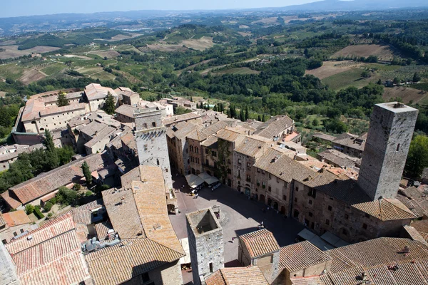 Tuscan Köyü san gimignano görünümünden kule — Stok fotoğraf