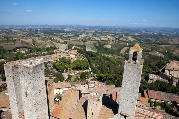 Toskansk landsby San Gimignano utsikt fra tårnet – stockfoto