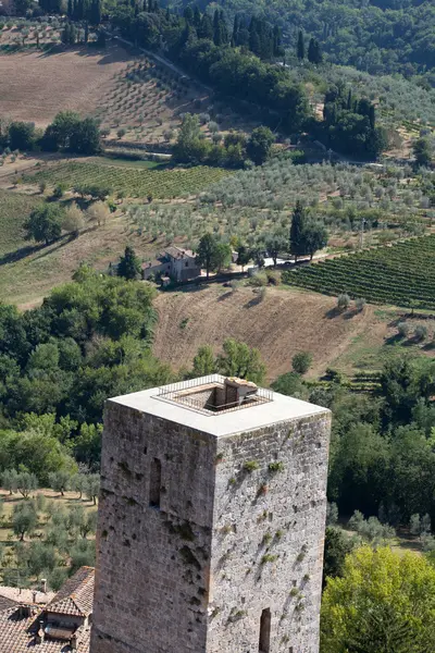托斯卡纳村圣季米尼亚诺视图从塔 — 图库照片