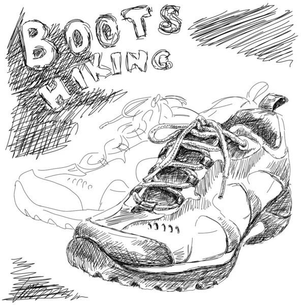 Hiking boots doodle — Stock Vector