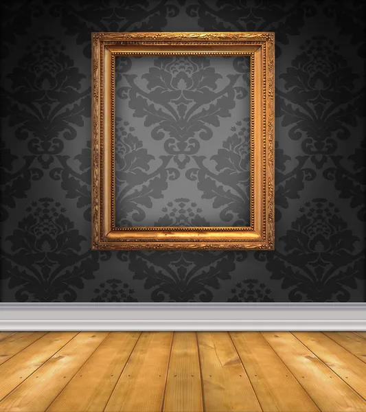 Damask Room With Empty Picture Frame — Stock Photo, Image