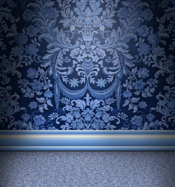 Blue Damask Room clipart