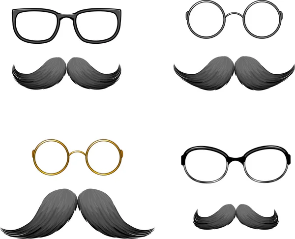 Uppsättning av roliga masker (mustasch och glasögon) — Stock vektor