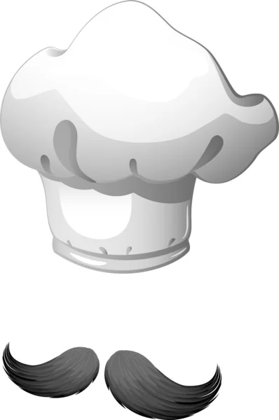 在白色背景上的小胡子和帽子厨师 — 图库矢量图片