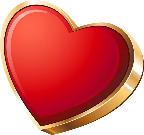 Coeur rouge en or — Image vectorielle