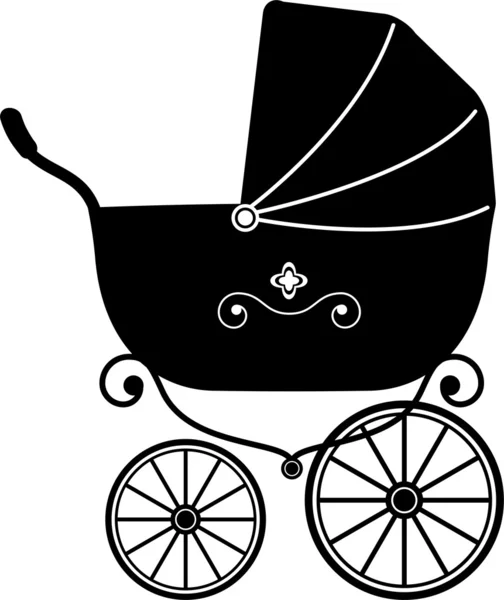Baby wandelwagen (silhouet) — Stockvector