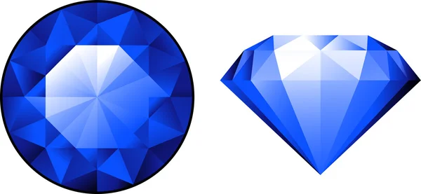 Sapphire vanuit twee invalshoeken over Wit — Stockvector