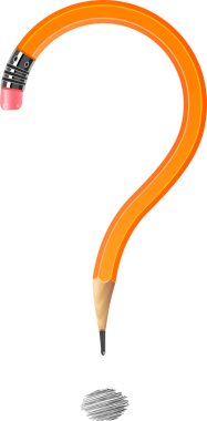 Pencil in the form of a question mark clipart