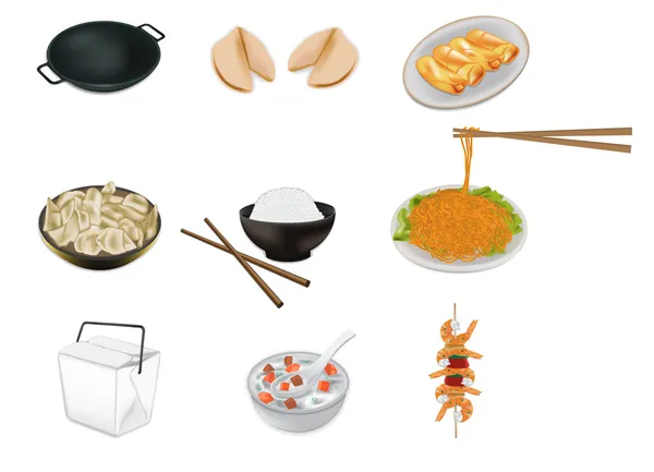 Čínské jídlo vektorové ilustrace — Stockový vektor