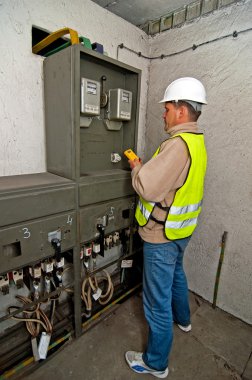 Electrician in switching power clipart