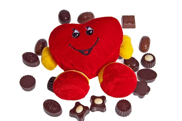 Plush heart on Valentine's Day — Stock Photo, Image