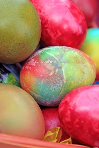 Close up of colorful painted easter eggs — Stock Photo, Image