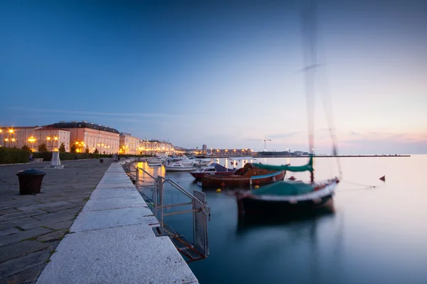 stock image Trieste port at night