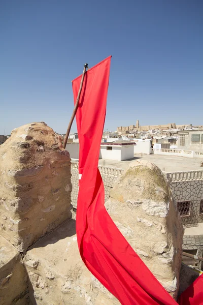 Tunisian flag in Sousse — Stock Photo, Image