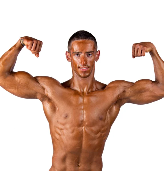 Bodybuilder flessione — Foto Stock