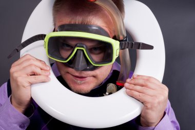 Diver in toilet clipart